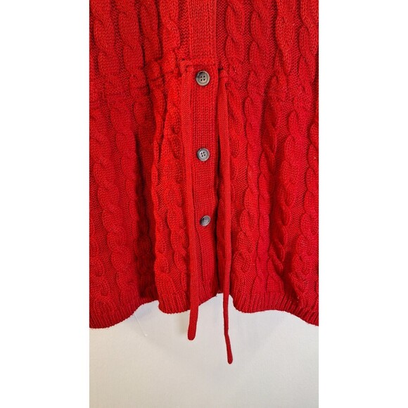 VTG DONCASTER SPORT Wool Blend Chunky Cable Knit Sweater Jacket Women Med Hooded - Picture 6 of 7